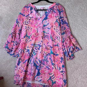 Lilly Pulitzer Pink Sparkly Beachy Dress Size L